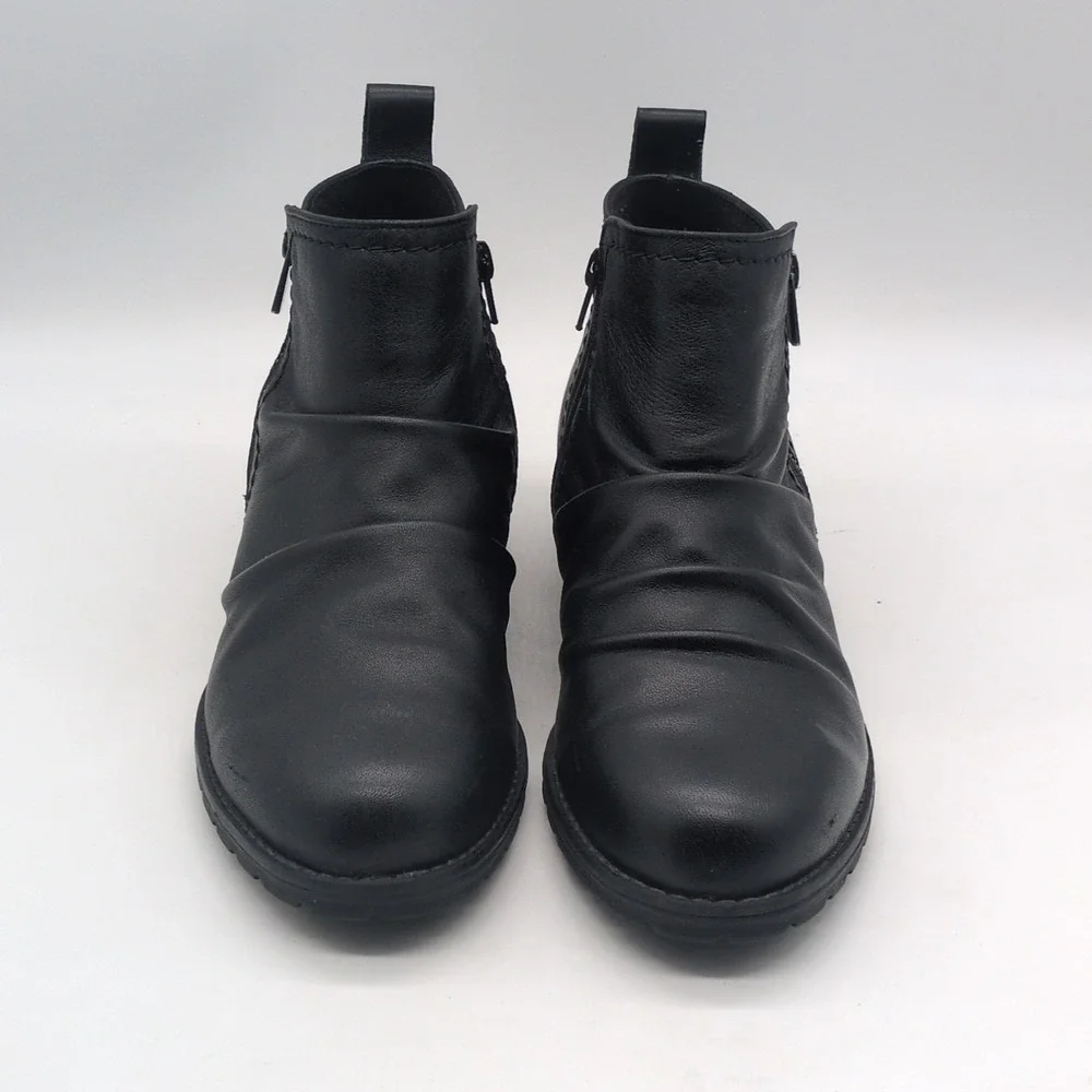 Clarks Shoes Womens Black 9.5 Leather‎ Ankle Boots Dual Zip Comfort Chic 22862